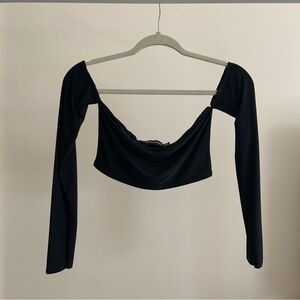 PrettyLittleThing Black Fitted Crop Blouse